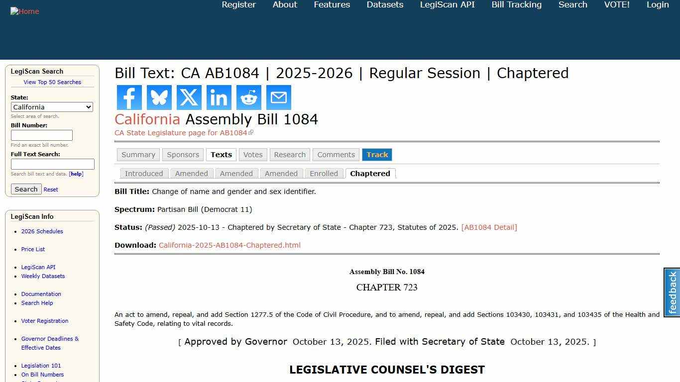 Bill Text: CA AB1084 2025-2026 Regular Session Chaptered LegiScan